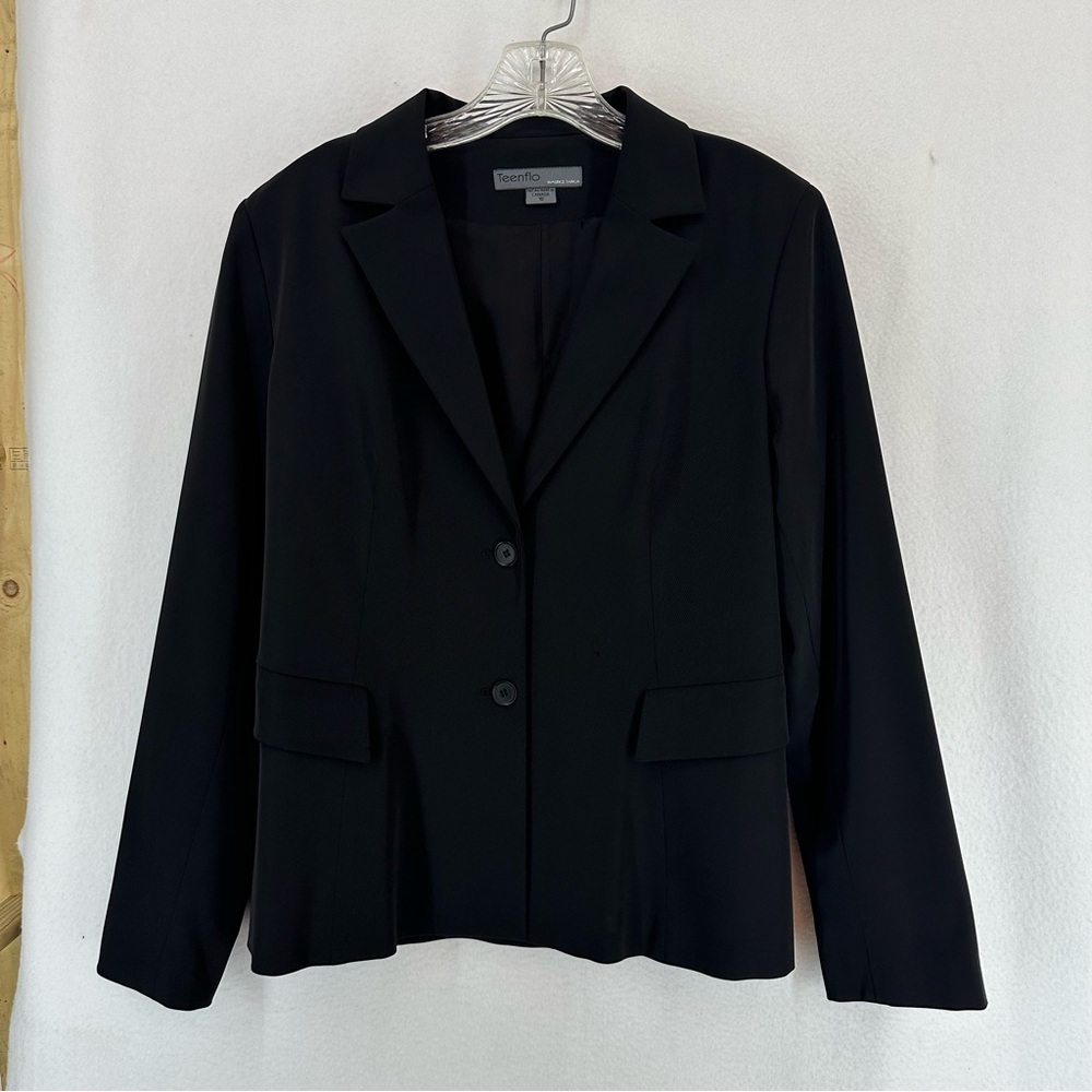 Teenflo Button Blazer Womens 10 Black